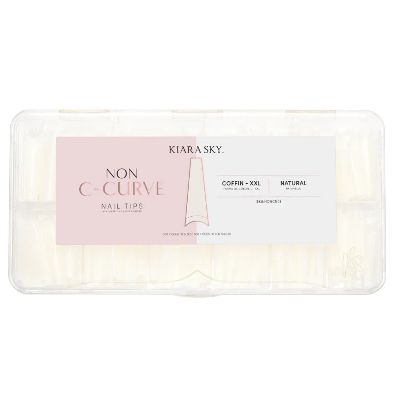 Non C-Curve Nail Tips XXL - Coffin Natural